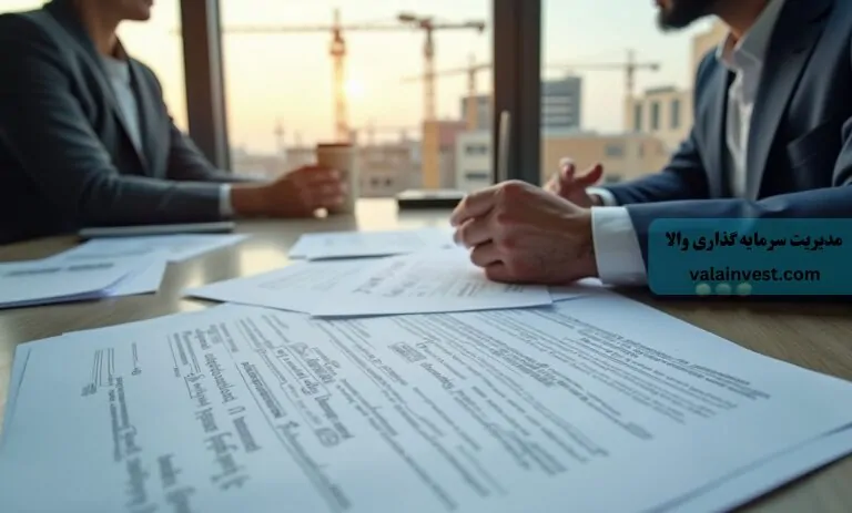 تصویری از شهرک مسکونی مدرن با برجها و فضاهای سبز که به مزایای سرمایهگذاری در املاک اشاره دارد